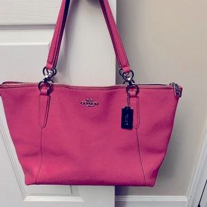 Coach-Ava Tote-Leather-Pink W/Silver Hardware